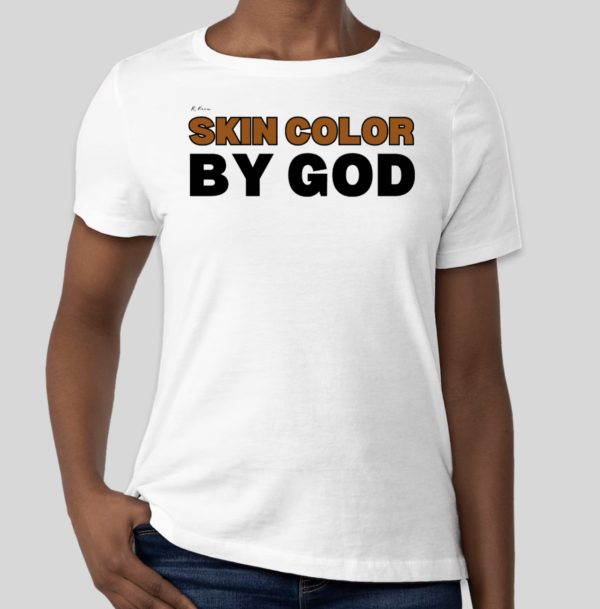 The Skin Color by God t-shirt features the revolutionary phrase on the front of the shirt. The classic BHS logo is applied to the back of the t-shirt.